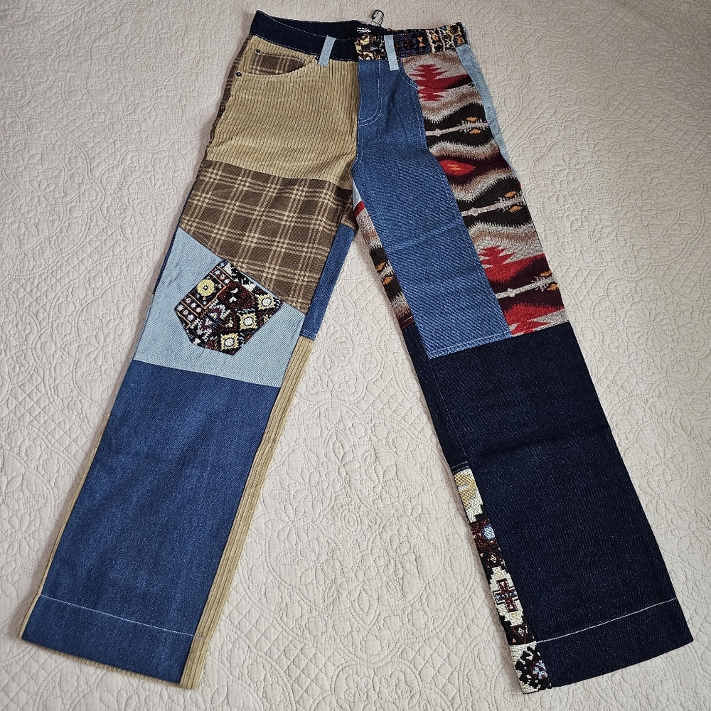 Jaded London Patchwork Bootcut Jeans - Size 30